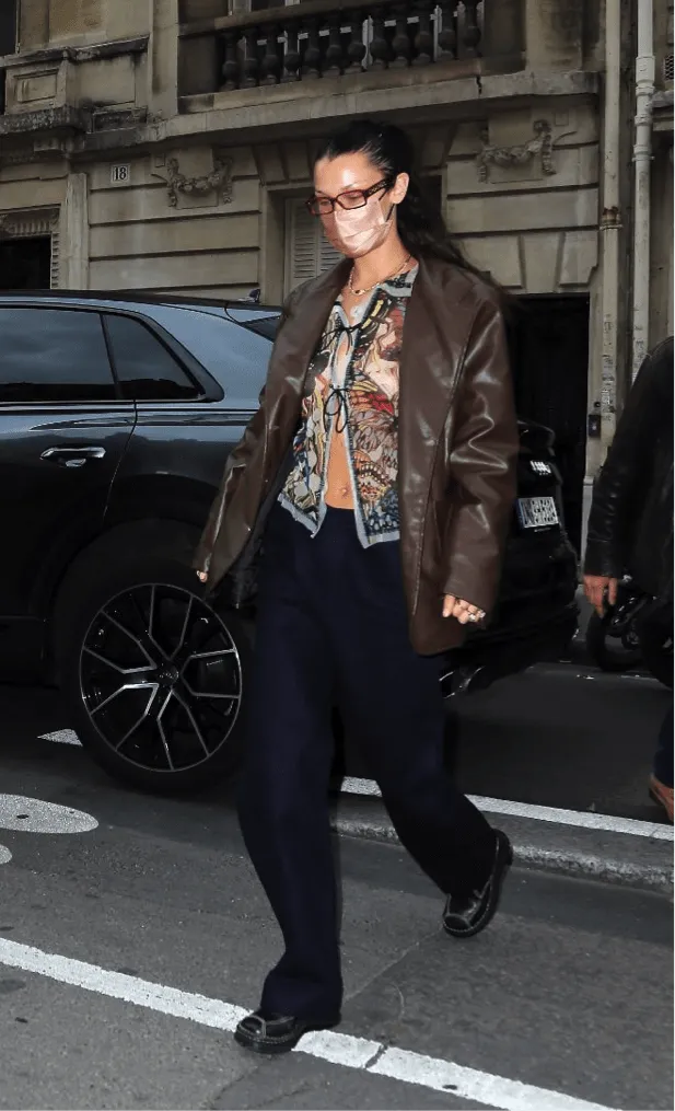 Bella Hadid Black Leather Boots Photoshoot Paris 2021